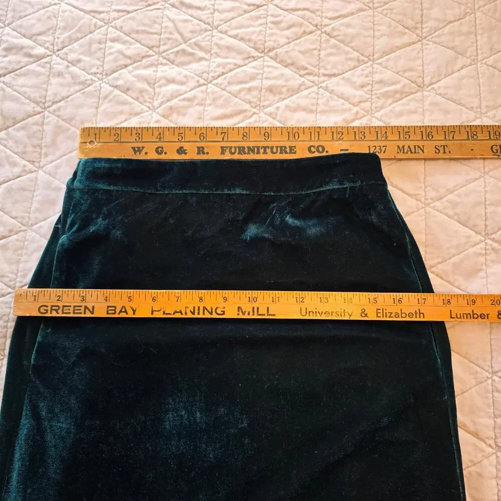 J Crew Velvet Skirt Women's S Emerald Green Pull On Preppy Dark Romantic Festive